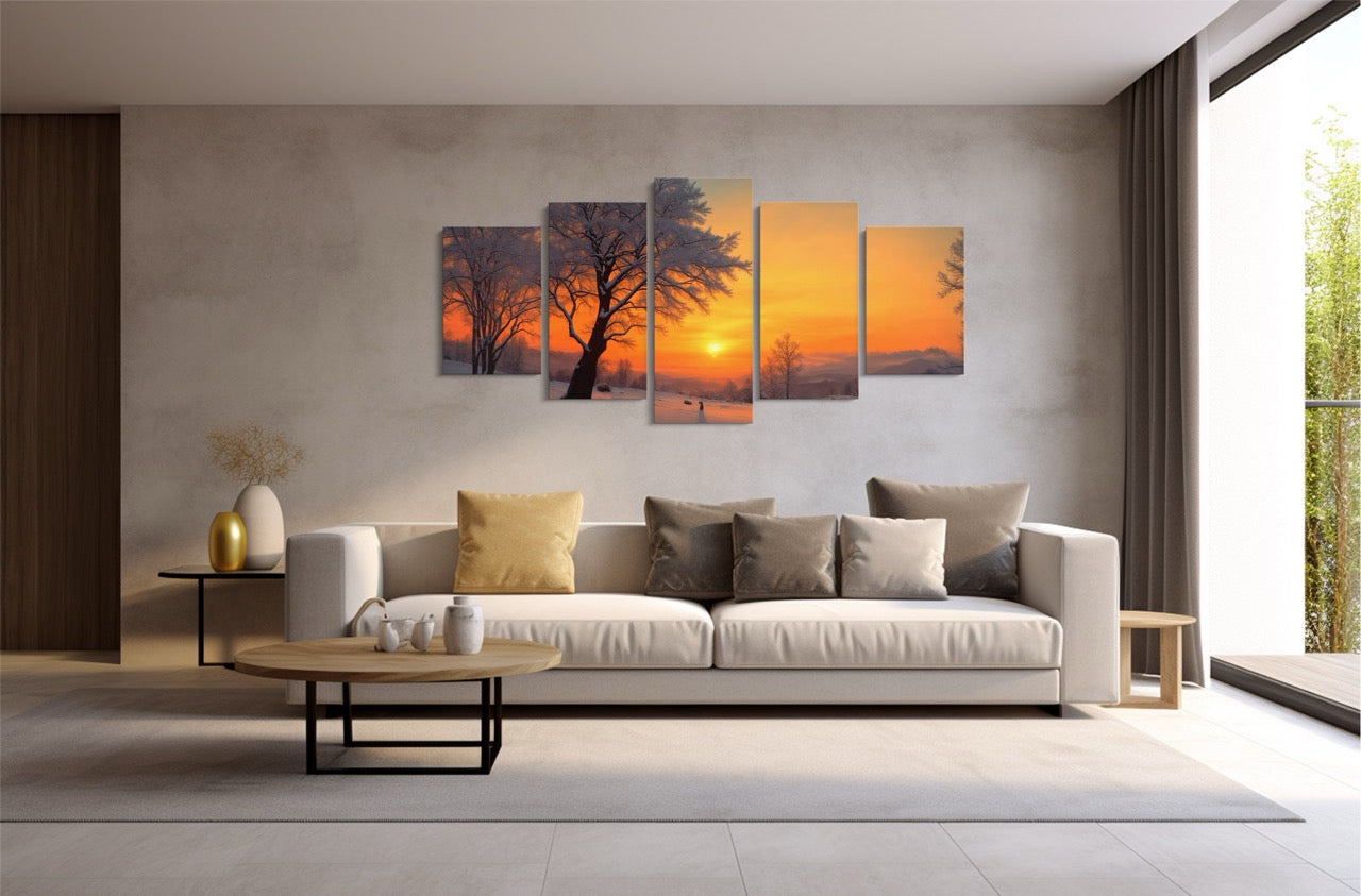 Tablou 5 Piese Orange Winter