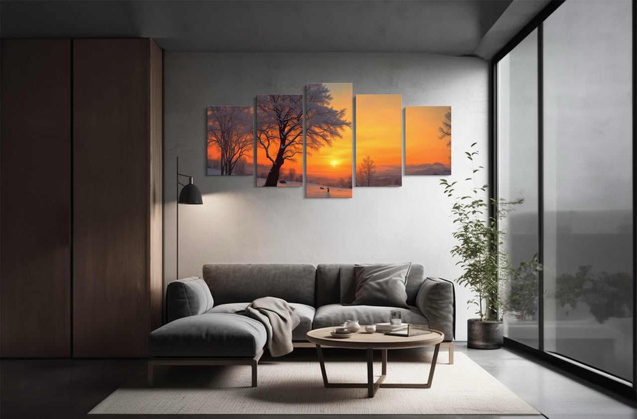 Tablou 5 Piese Orange Winter