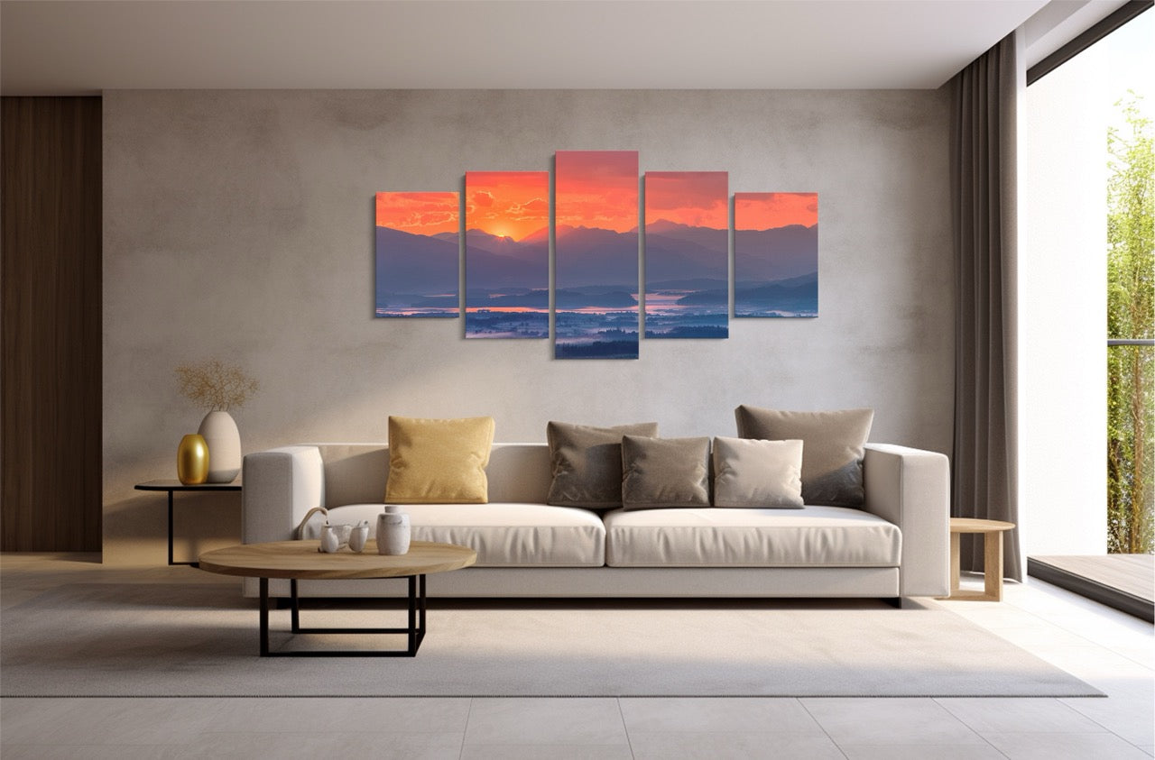 Tablou 5 Piese Orange Sky