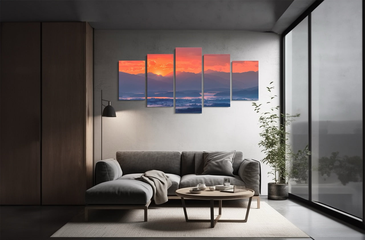 Tablou 5 Piese Orange Sky