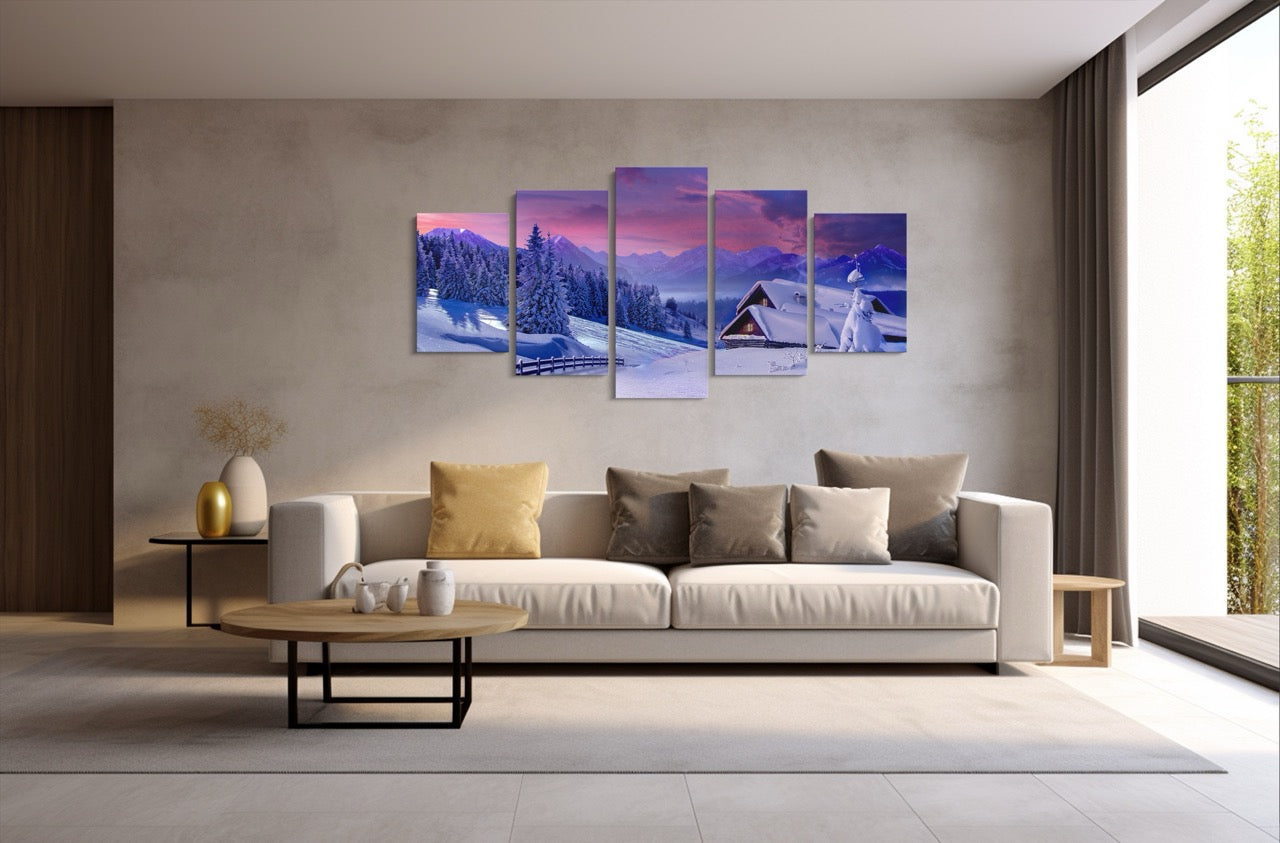 Tablou 5 Piese Purple Sky