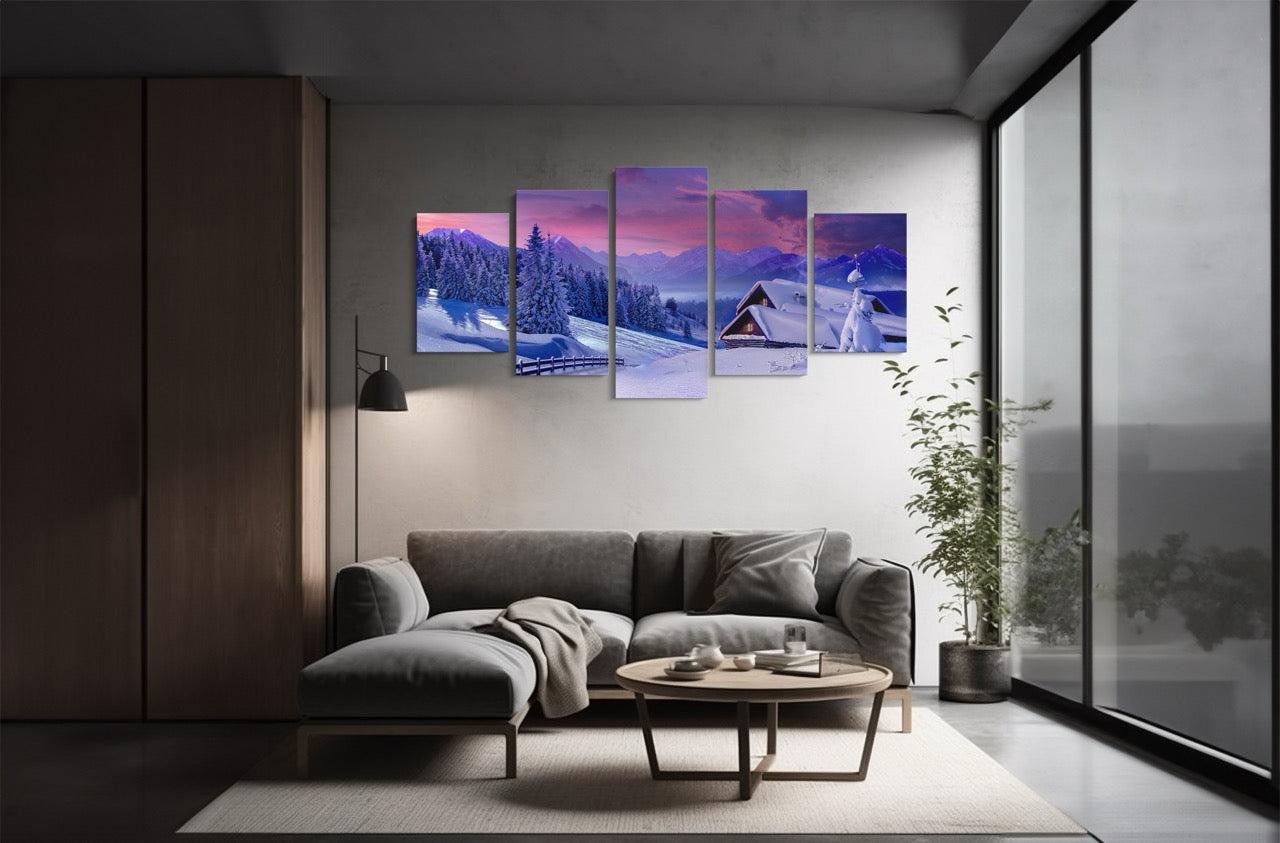 Tablou 5 Piese Purple Sky