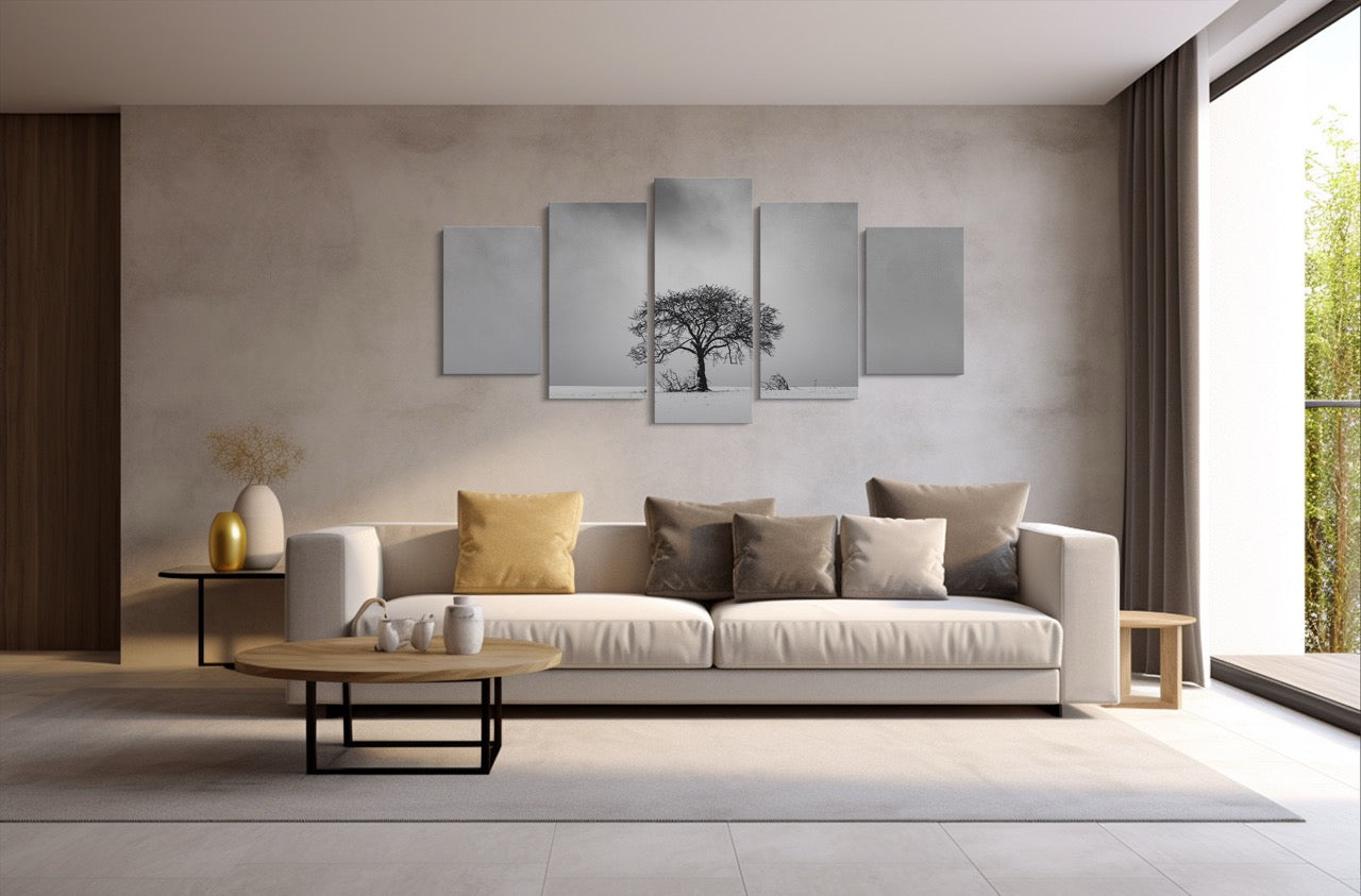 Tablou 5 Piese Black & White Tree