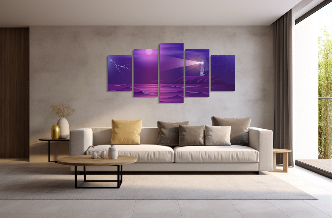 Tablou 5 Piese Purple Port