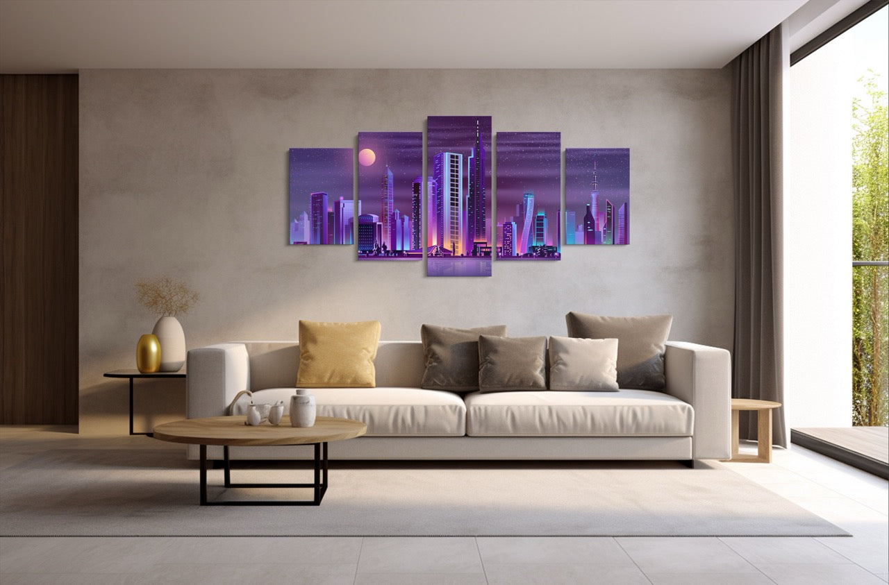 Tablou 5 Piese Digital City