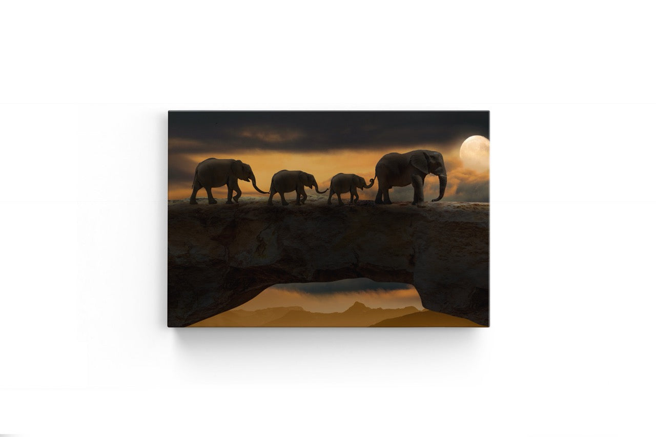 Tablou Canvas Familia De Elefanți