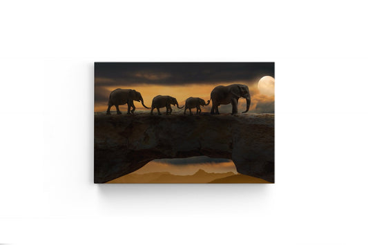 Tablou Canvas Familia De Elefanți