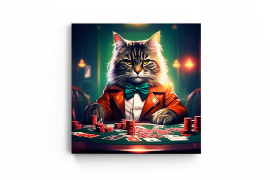Tablou Canvas Pisica La Poker