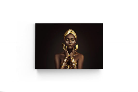 Tablou Canvas Femeie Africana Cu Accesorii Din Aur