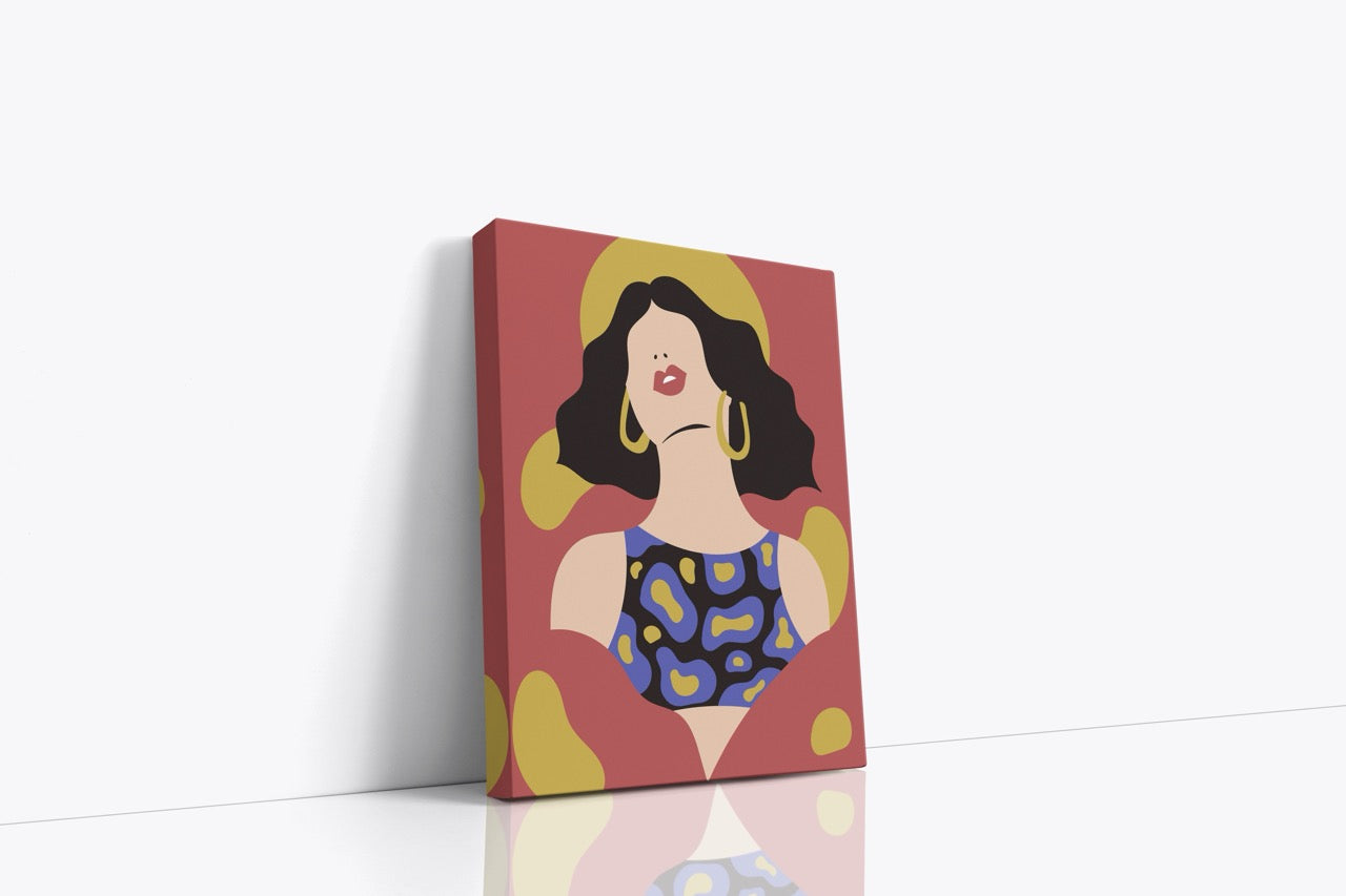 Tablou Canvas Femeia Pe Fundal Roșu