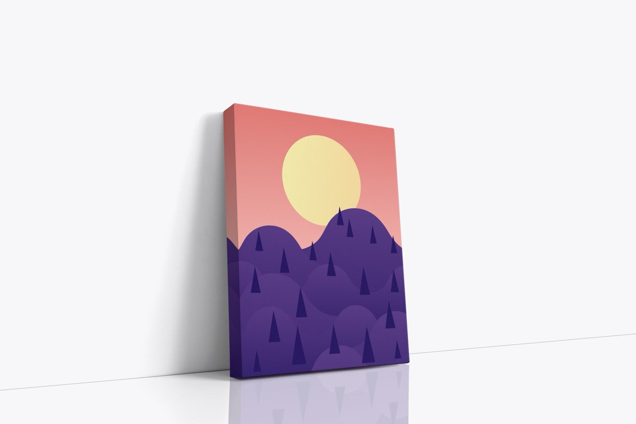 Tablou Canvas Dealuri Mov Împădurite