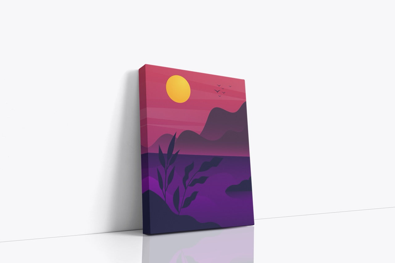 Tablou Canvas Lacul Și Muntele La Apus