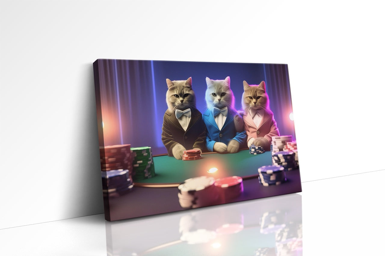 Tablou Canvas Pisici La Poker