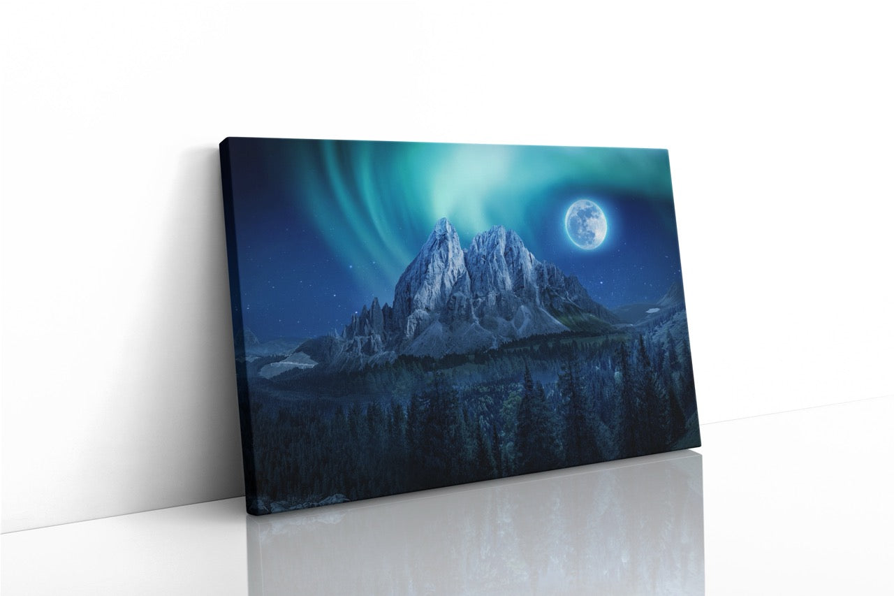 Tablou Canvas Luna Și Aurora Boreala