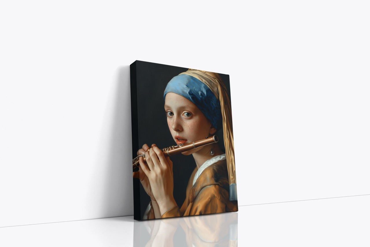 Tablou Canvas Fata Cu Flaut