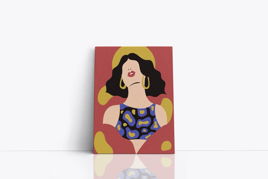 Tablou Canvas Femeia Pe Fundal Roșu