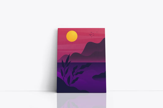 Tablou Canvas Lacul Și Muntele La Apus
