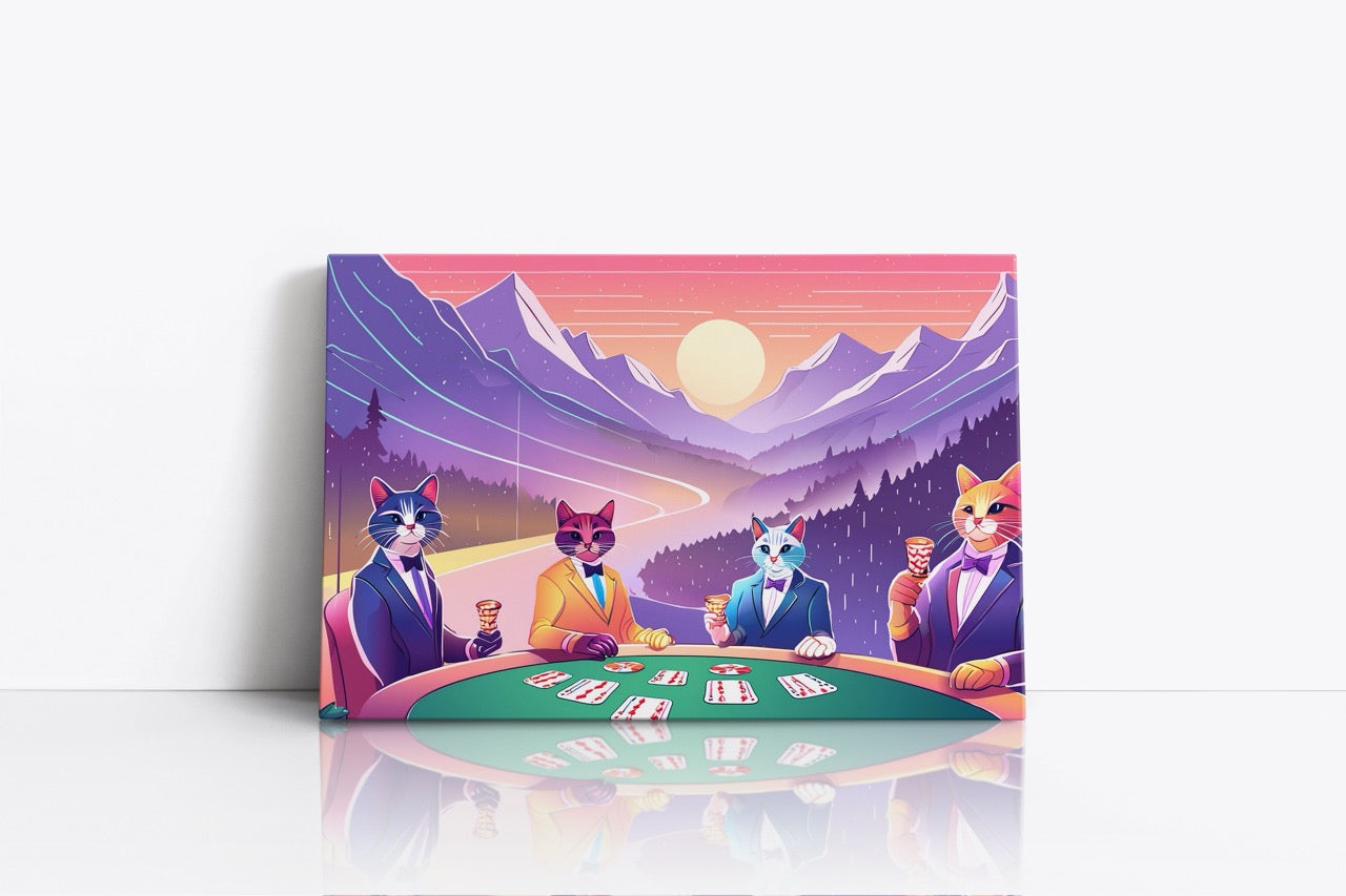 Tablou Canvas Pisici La Poker II