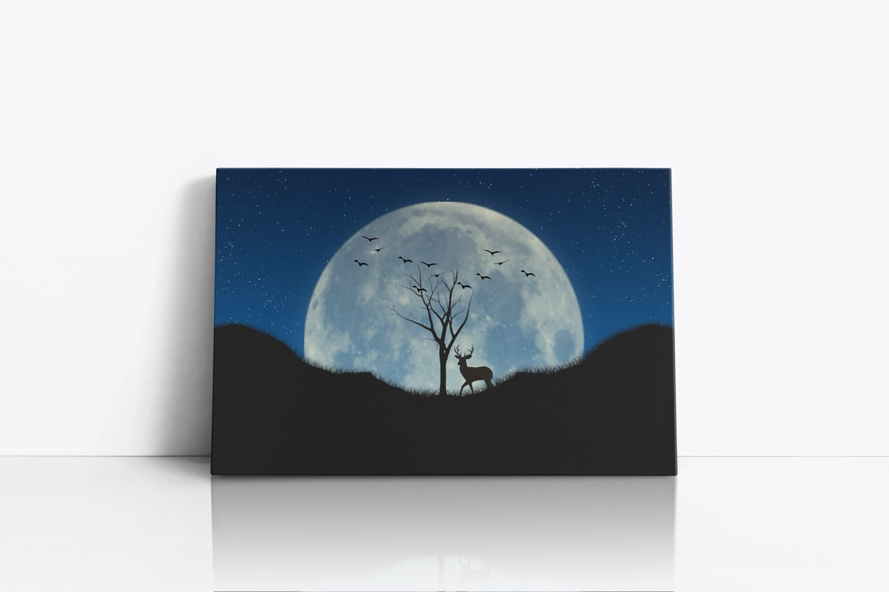 Tablou Canvas Deer Under The Moon