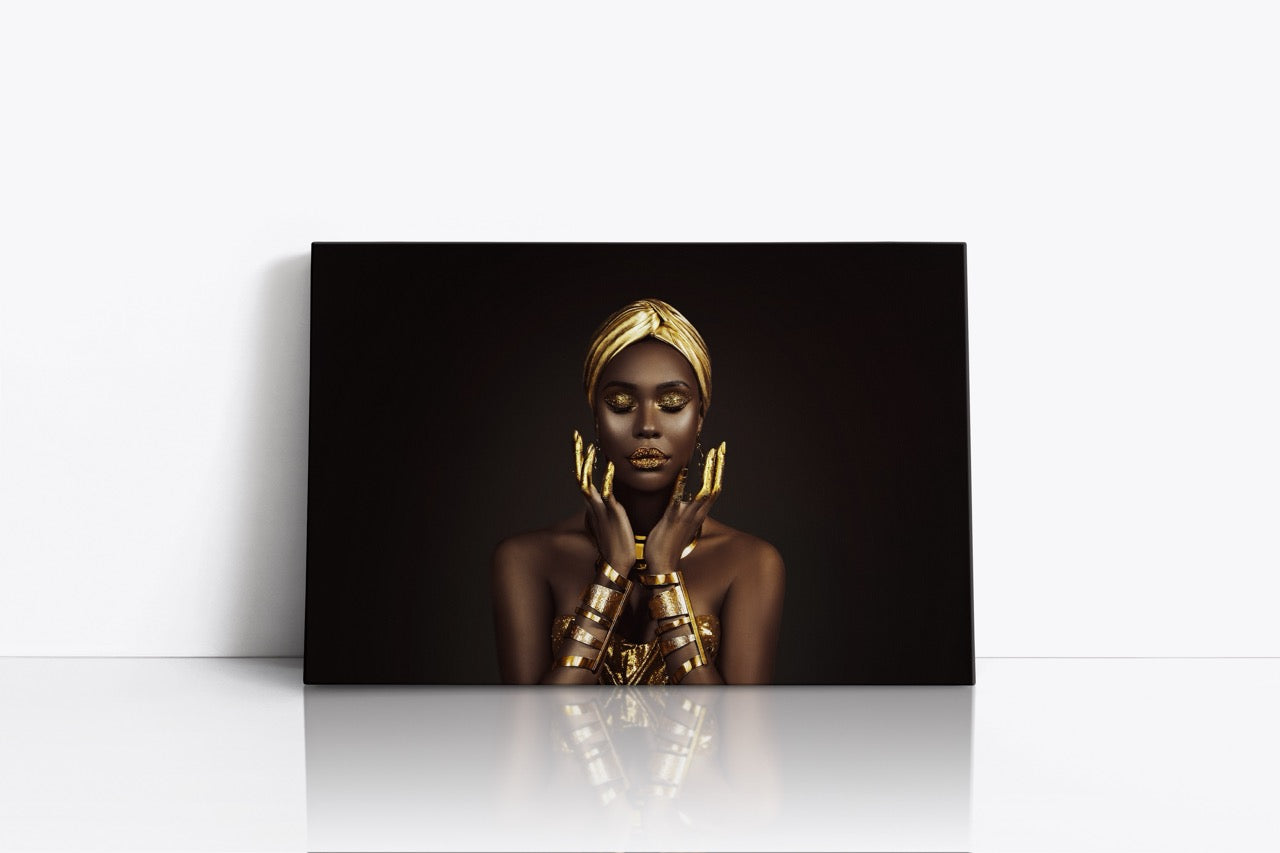 Tablou Canvas Femeie Africana Cu Accesorii Din Aur
